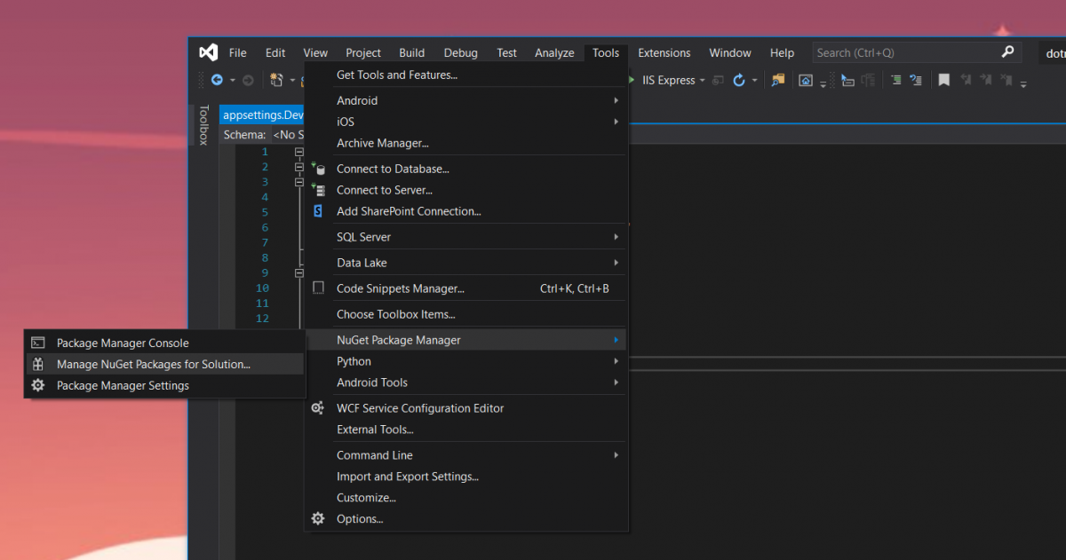 find nuget package manager in visual studio